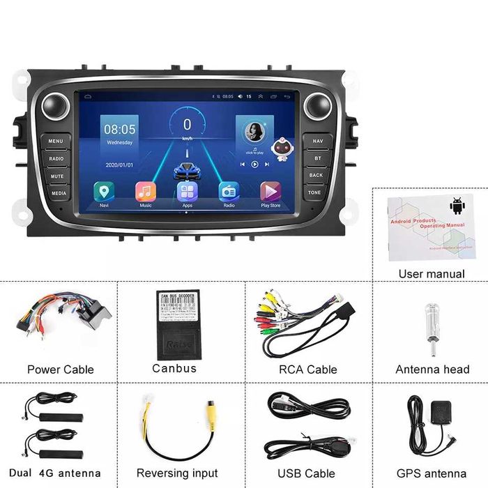 Мултимедия за Ford Focus S-Max Mondeo Galaxy Kuga с Android Навигация