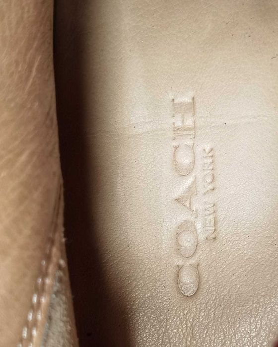 Botine maro dama originale piele naturala Coach ghete office femei