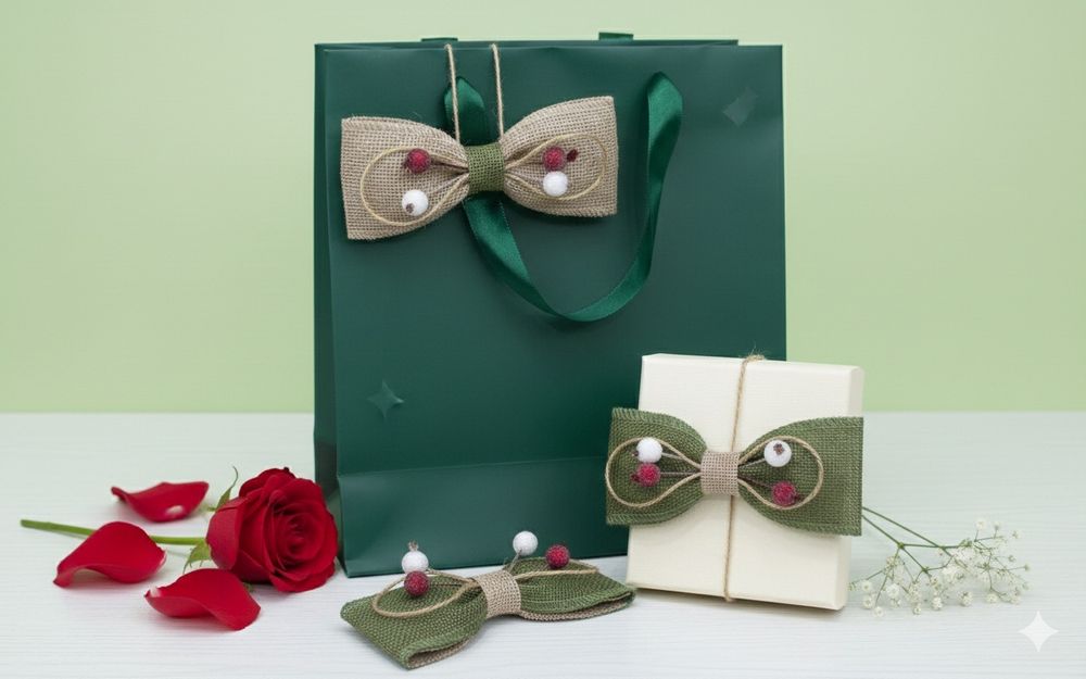 Подарочный бант из джутовой ткани