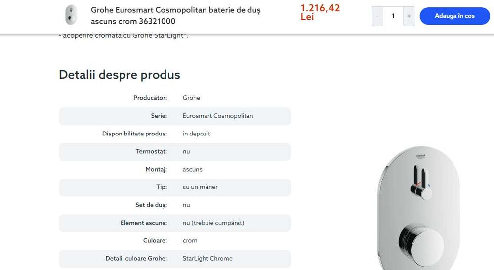 Baterii grohe  de de lavoar si de dus incastrate