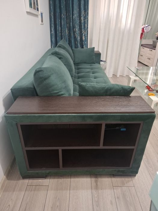 Canapea extensibila living 3 locuri catifea  verde ca noua