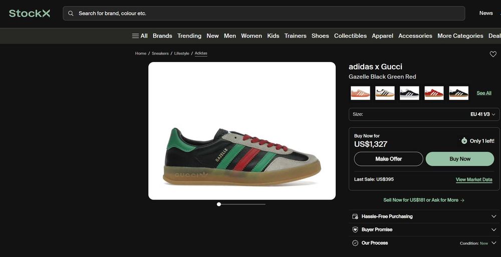 Обувки Adidas x Gucci Gazelle Black Green Red