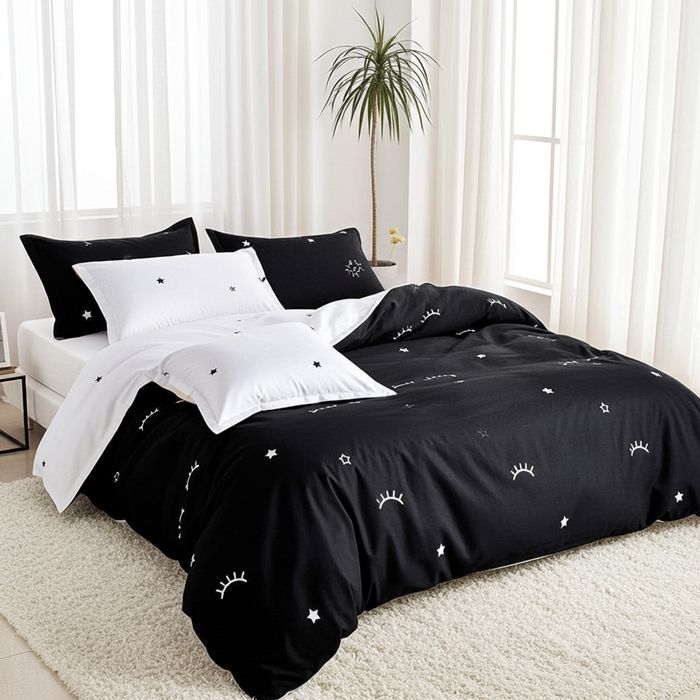 Lenjerie Pat Harass Px022, Bumbac, 4 Piese, Cu Elastic, Alb, Negru