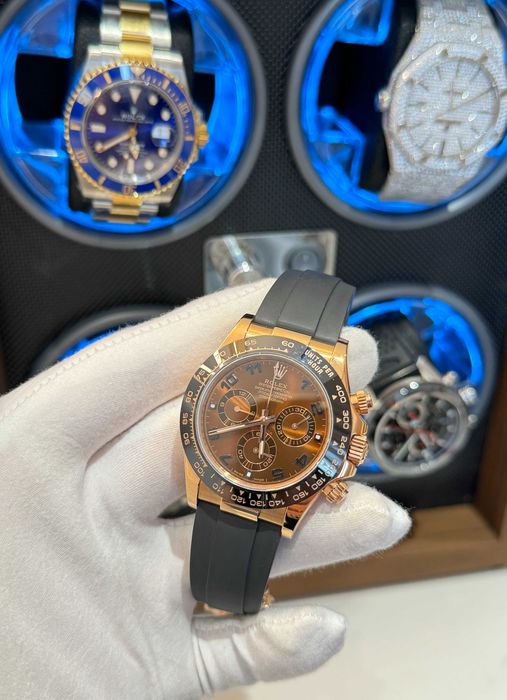rolex daytona 4130 шоколадов циферблат / гума