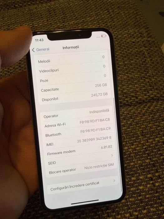 iPhone X silver 256 gb  88% baterie grad B