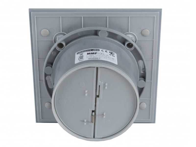 Вентилатор за баня дизайнерско стъкло графит клапа турбо дебит 169м3/ч