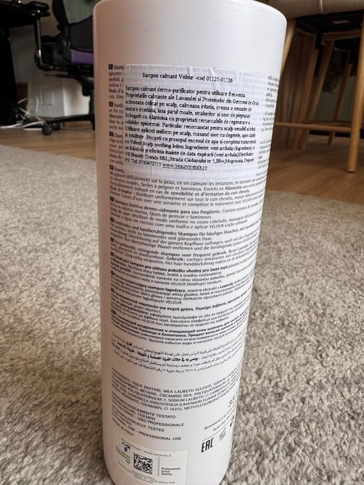 Sampon Medavita Velour, 1L, pompita, sigilat