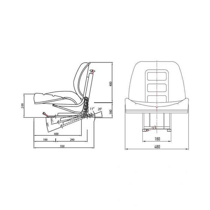 Scaun negru cu reglaj pentru tractor UTB U-445 u650