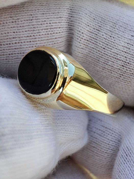 Inel Aur 14K Cu Onix Natural Unicat Milan ghiul aur degetu mic