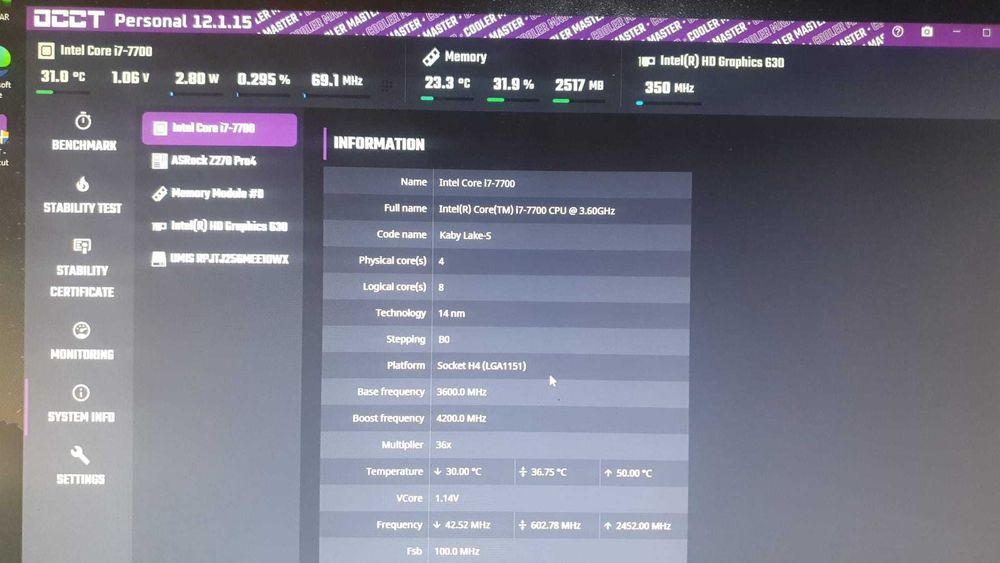 Procesor i7 7700 socket 1151 v1, pasta, Garantie