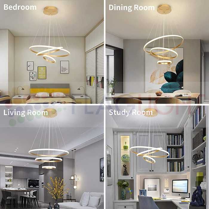 Стилни LED Полилеи GALAXY с 3 ринга, 3 CCT избор на цветна температура