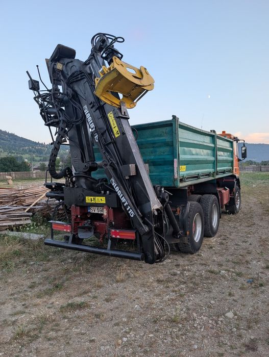 Vând Iveco Eurotraker basculabil cu macara longlift 115 Z cu graifer de lemn și cupa pentru pământ,balast