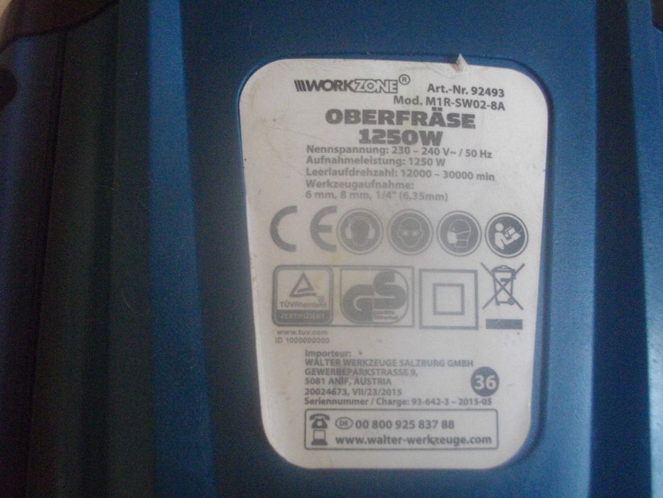 Оберфреза-Герм/Австрия-1250W/1200W-WORKZONE/LUX-Почти Нова-С Водач