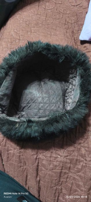 Калпак ушанка от заешка кожа, черен, детски размер