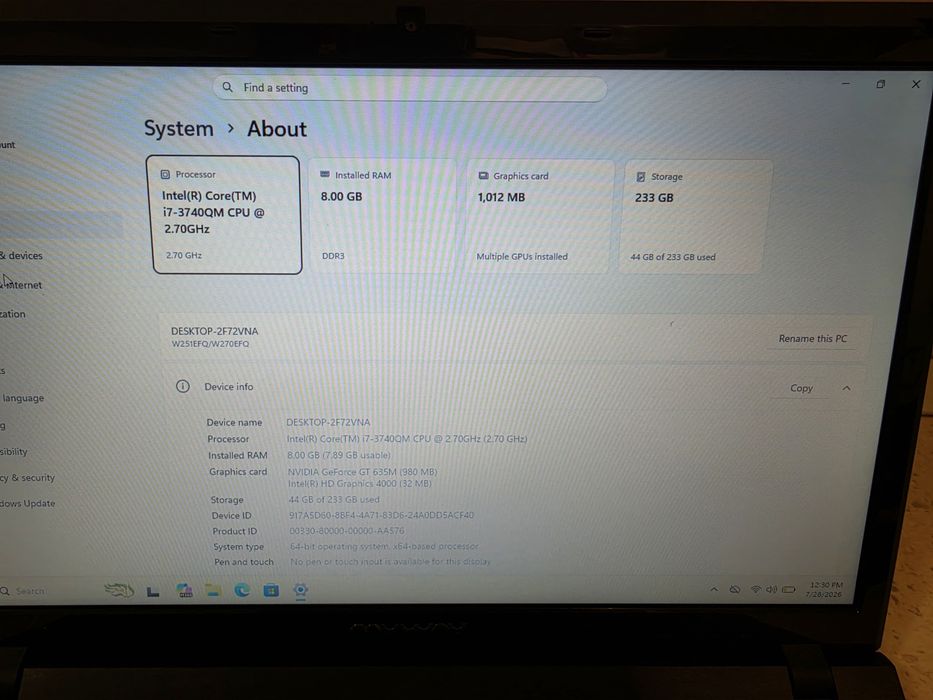 Laptop Maguay  MyWay H1504X i7 th3
