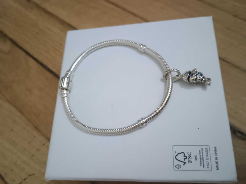 Brătara argint, Pandora, cu talisman în forma de pește