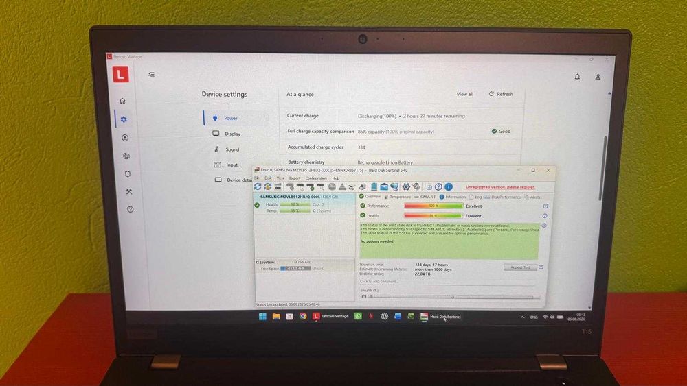 Thinkpad T15 Gen 2i, core I7-1185G7, 32 GB RAM, 512 GB NVME Samsung