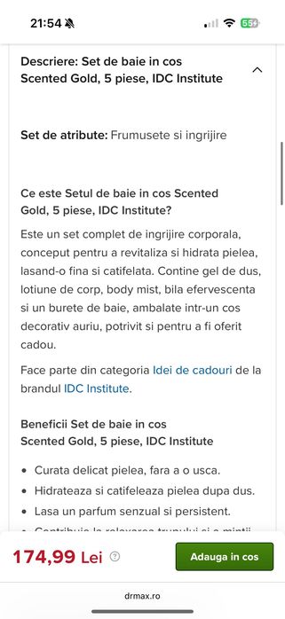 Set de baie in cos Scented Gold, 5 piese, IDC Institute, noi, sigilat