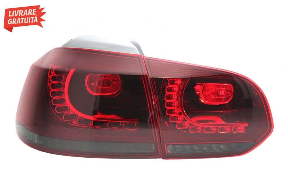 Stopuri Full LED VW Golf 6 VI (2008-2013) R20 Design Rosu Fumuriu cu S
