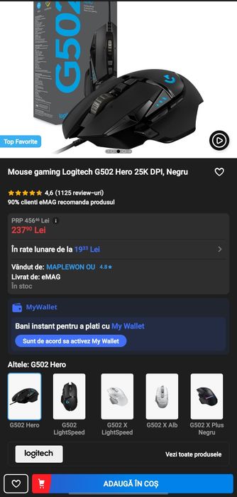 Mouse Logitech 502G Hero