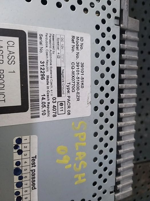 Radio cd player mp3 suzuki splash 3910151k0