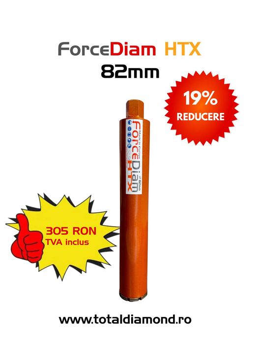 Ø82 Carota Diamantata pentru beton, ForceDiam HTX, Diametru 82mm,L 450mm