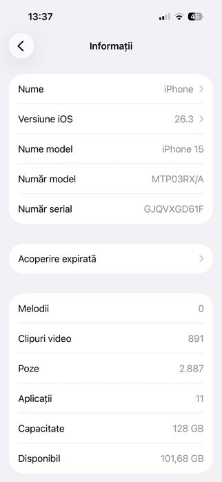 Vand urgent iPhone 15 ca nou