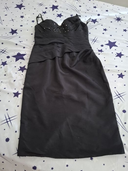 Rochie neagra tafta lungime 92 cm bust 94 cm sold 105 cm