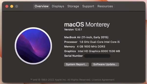 MacBook Air 11" 2015 i5 / 4GB RAM / 128GB SSD - Отлично Състояние