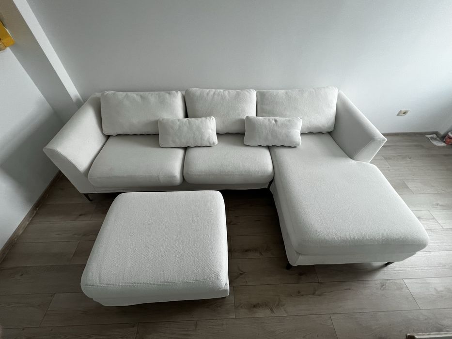 Coltar fix gri + Taburet - Ottoman