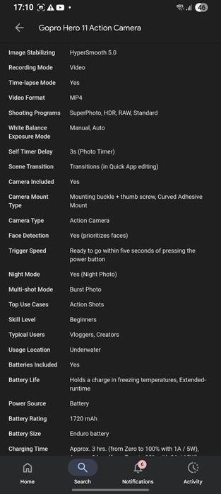 Go pro 11 negru  calitate
