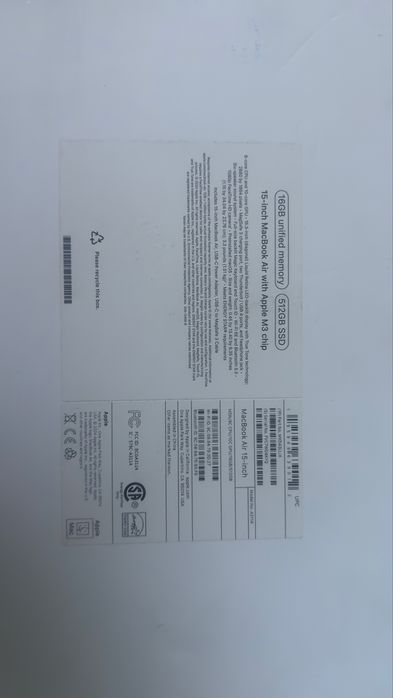 Macbook Air 15 inch 16Gb, 512GB
