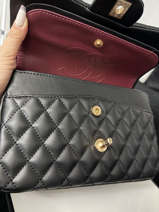 Geanta noua , neagra piele naturala , 25 cm