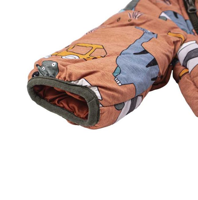 Бебешки ескимос с обръщащи се ръкави и терлички "Дино" в оранжево