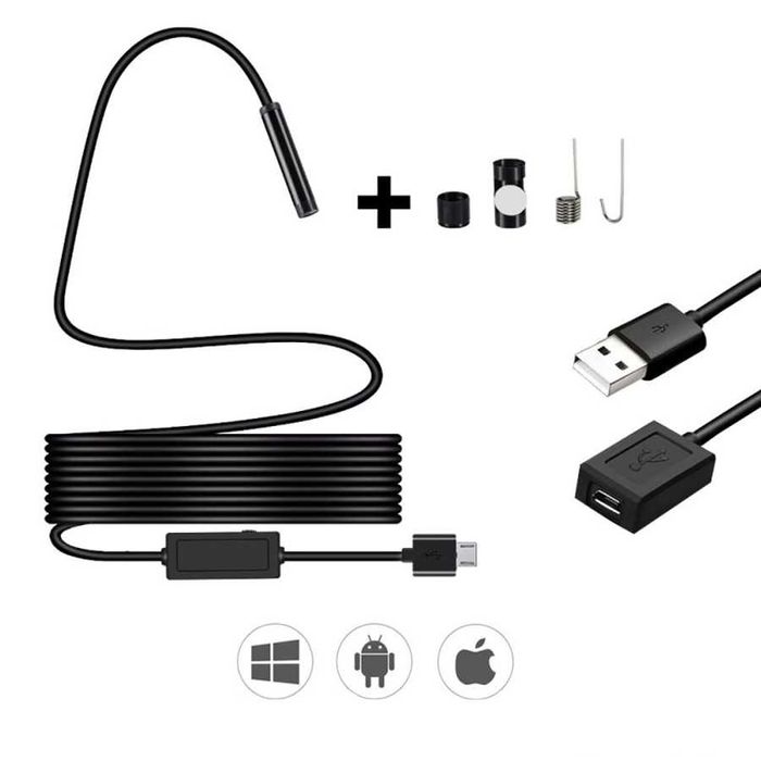 Ендоскопска АВТО камера за смартфон EN20, гъвкава, IP67, LED осв., 3 м