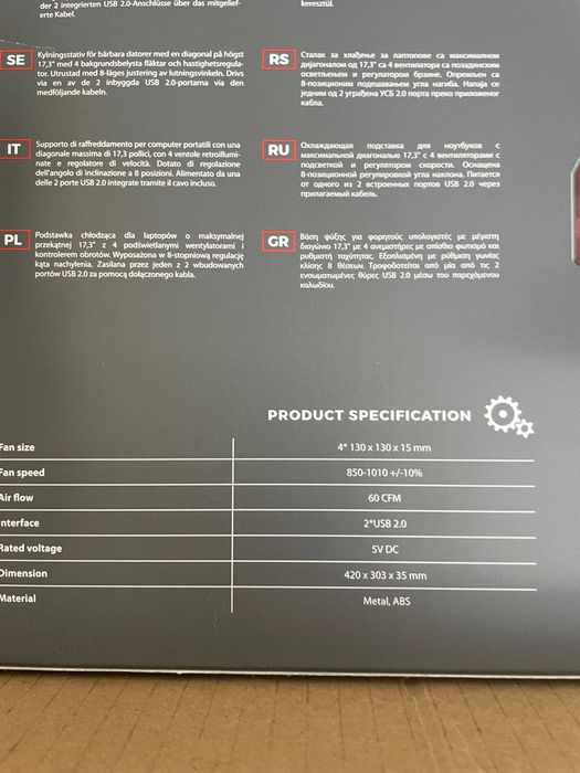 Cooler Laptop Genesis OXID 260, Max. 17.3", Cooling Pad