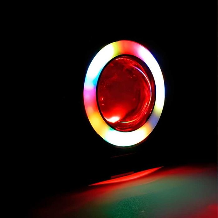 Висококачествен LED фар с лупа за Мотор RGB - 3 режима на работа