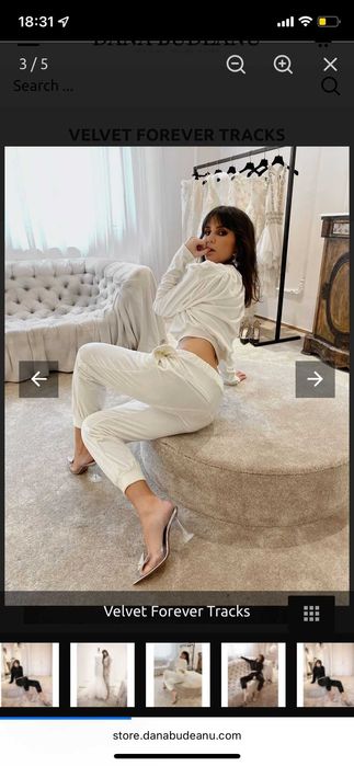 Set pantaloni si bluza catifea alba Dana Budeanu