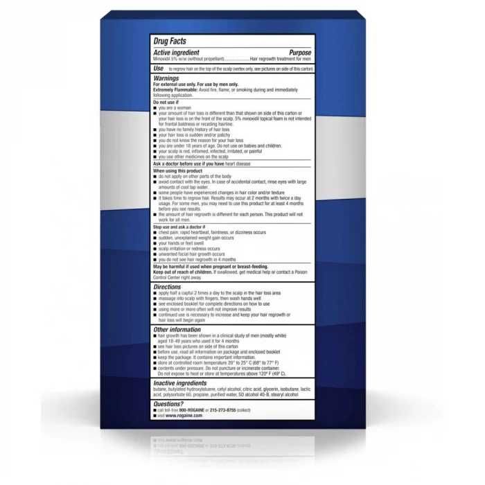 Spuma Rogaine 60ml, pentru barbati, Minoxidil 5%, împotriva căderii părului, tratament complet 3 luni, produs in SUA