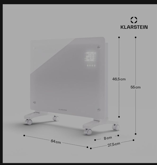 Стъклен конвектор Klarstein 1500w