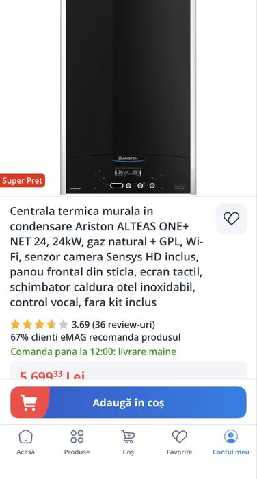 Centala termica murala Ariston noua
