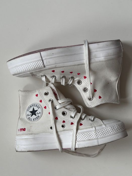Converse бели спортни кецове със сърца  37 номер