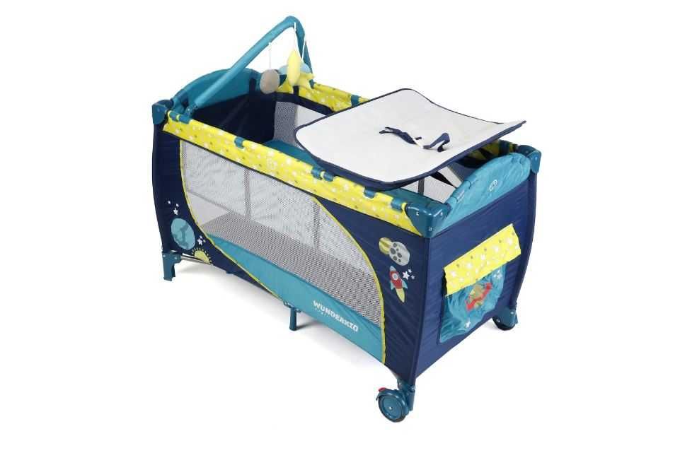 Сгъваема кошара Wunderkid Space, 2 нива, Маса за повиване и играчки