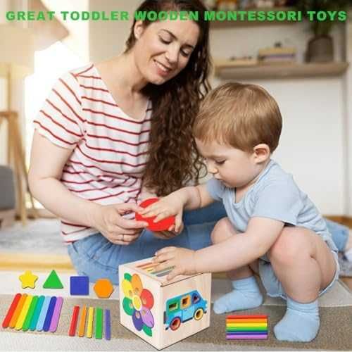 Нова монтесори образователна дървена играчка сортиране цветове форми