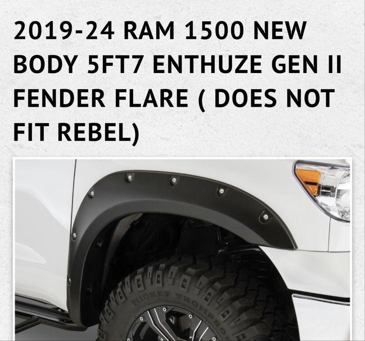 Чисто нови Fender flares Enthuze Gen II за RAM 1500 2019–2024