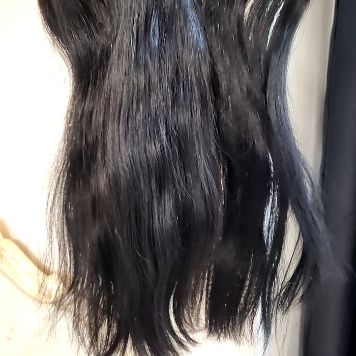 Черен екстеншън коса 60 см двоен плътен