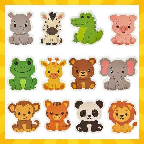 Set 12 animale din spuma pentru baie adezive pentru cada si faianta