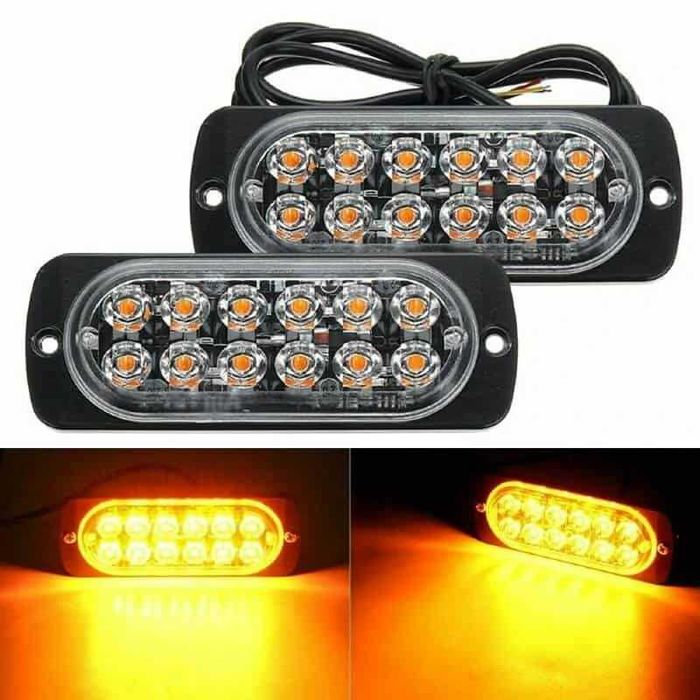 Stroboscoape auto galbene blitzuri camion stroboscop LED 12V 24V grila