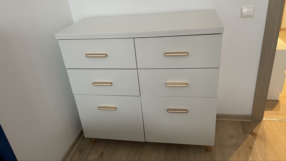 Comoda alba cu 6 sertare
