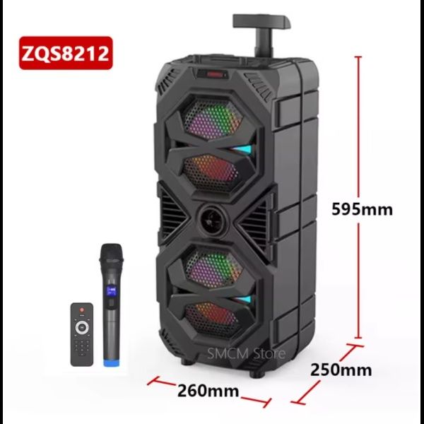 БЕПУЛ Доставка, Янги Караоке Колонка ZQS8212 (60см) Симсиз Микрофонли